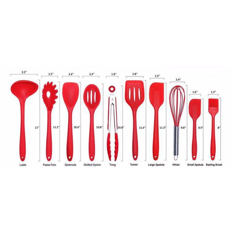 Ustensiles de cuisine antiadhésifs | Ensemble de ustensiles de cuisine en Silicone, ustensiles de cuisine multifonctionnels, cuillère à cuillère accessoires de cuisine 10 pièces