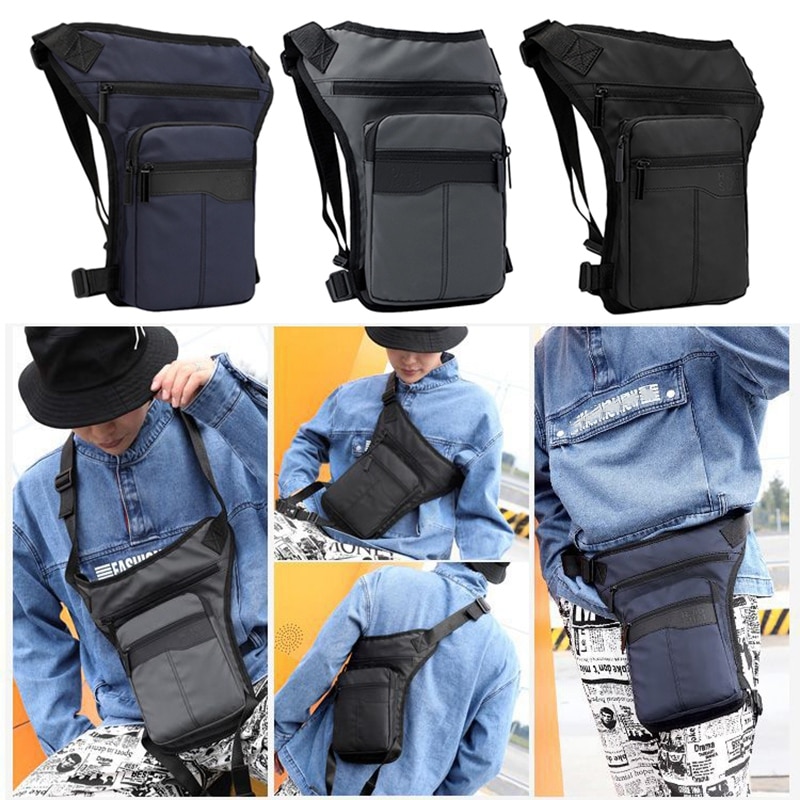 Motorrad Hüfte Gürtel Taille Fanny Pack Reiten Reise Schulter Messenger Cross Body Taschen Oxford Tuch Männer Oberschenkel Bein Tasche schwarz