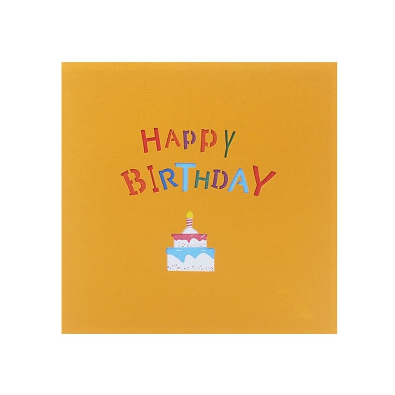 3D Pop-Up Greeting Card for Happy Birthday Cake Box Balloon Wedding Party with Envelope