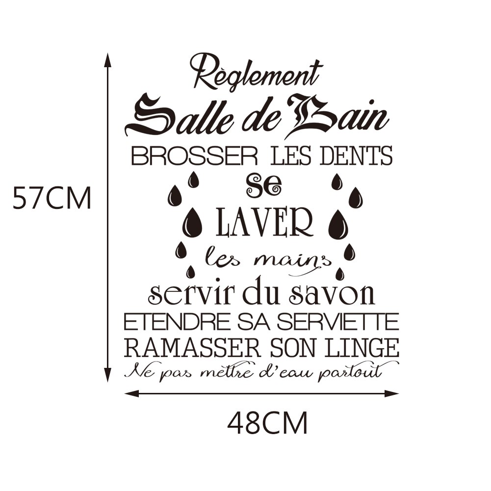 Autocollant Mural Citation Les règles Des Toilettes, Papier Peint De Décoration pour Salle De Bain, WC: DW3113S