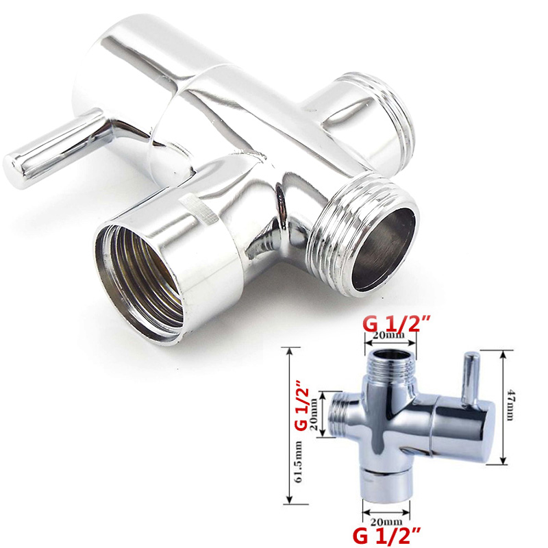 Male Female Water Diverter 3 Way Faucet G1/2" G 3/4" T Adapter Chrome Plated Bathroom Toilet Shower Filling Valves Accessories: type 3