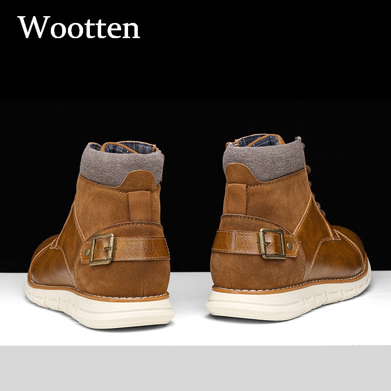 Botas de hombres nuevos botines de otoño vogue vintage cómodas botas de piel de de