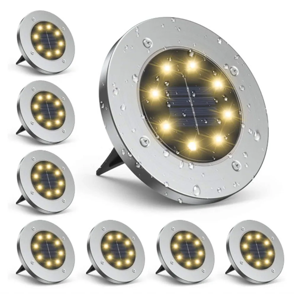 4/1 STKS Solar LED Vloerlamp 8LED Outdoor Gazon Licht Waterdichte Ondergrondse Lampen voor Gazon Decoratie Tuin Terras Binnenplaats
