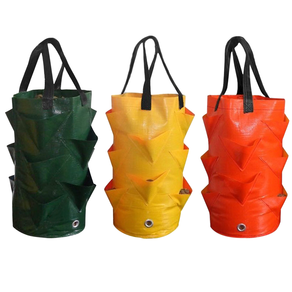 Garden Planting Bags 3 Gallons Strawberry Tomato Reusable Multi-mouth Flower Herb Planter Vegetable Pot Grow Bag