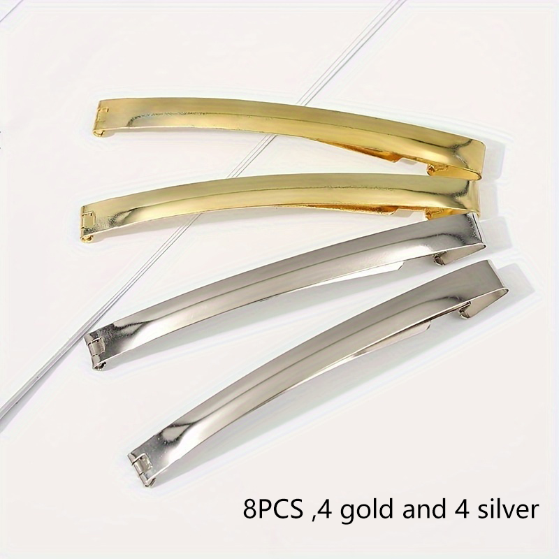 Set van  of 8 haarclips in vintage-stijl, eenvoudige en minimalistische metalen haaraccessoires voor gekleurd, in secties verdeeld en gedraaid haar, voor...: Default Title