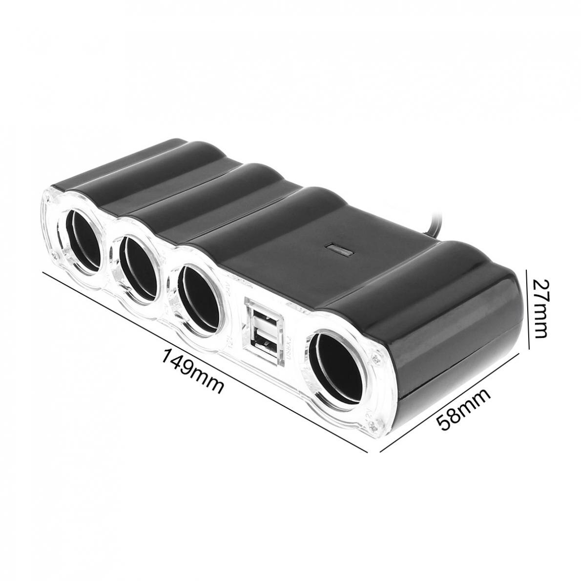 4 Manier Multi Socket Autolader Voertuig Sigarettenaansteker Splitter Dual-Usb Poorten Plug Adapter