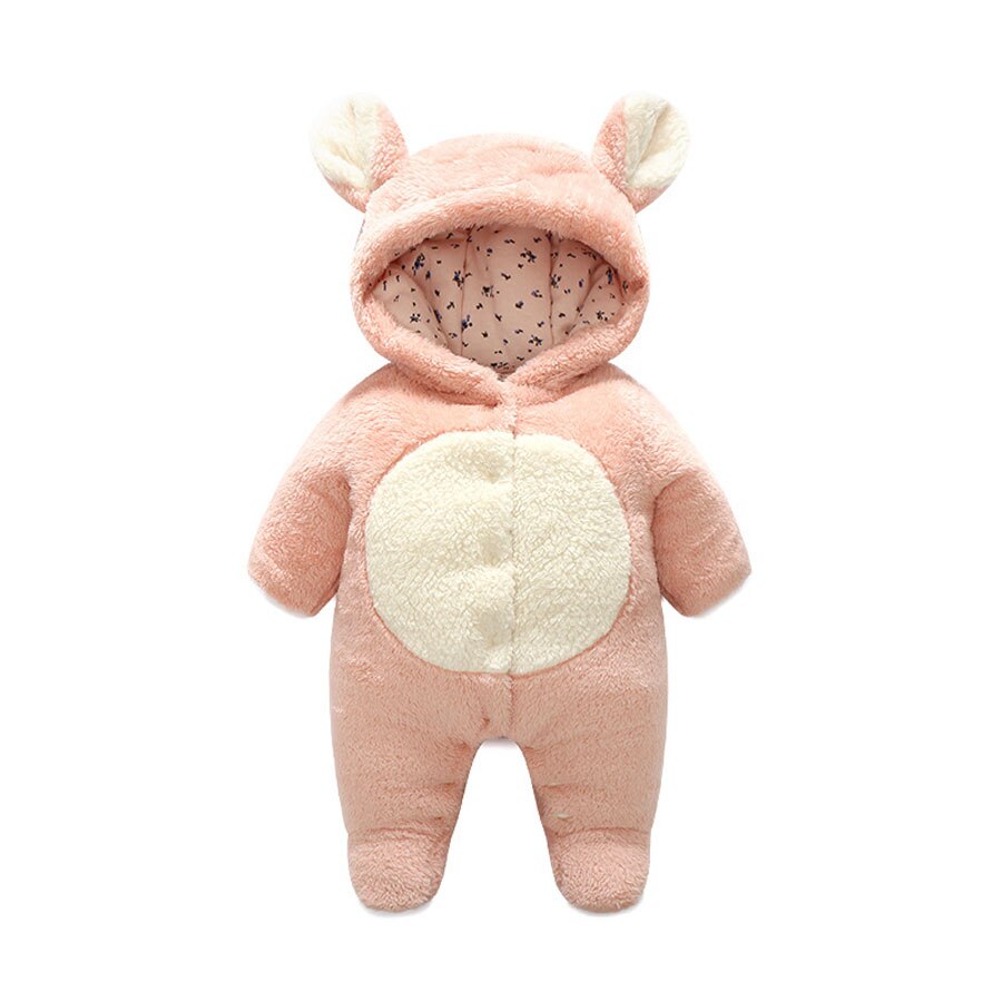 Iyeal Winter Baby Jongen Meisje Kleding Beer Hooded Romper Leuke Peuter Baby Warm Uitloper Flanel Kids Kleding: B01 Pink / 3M