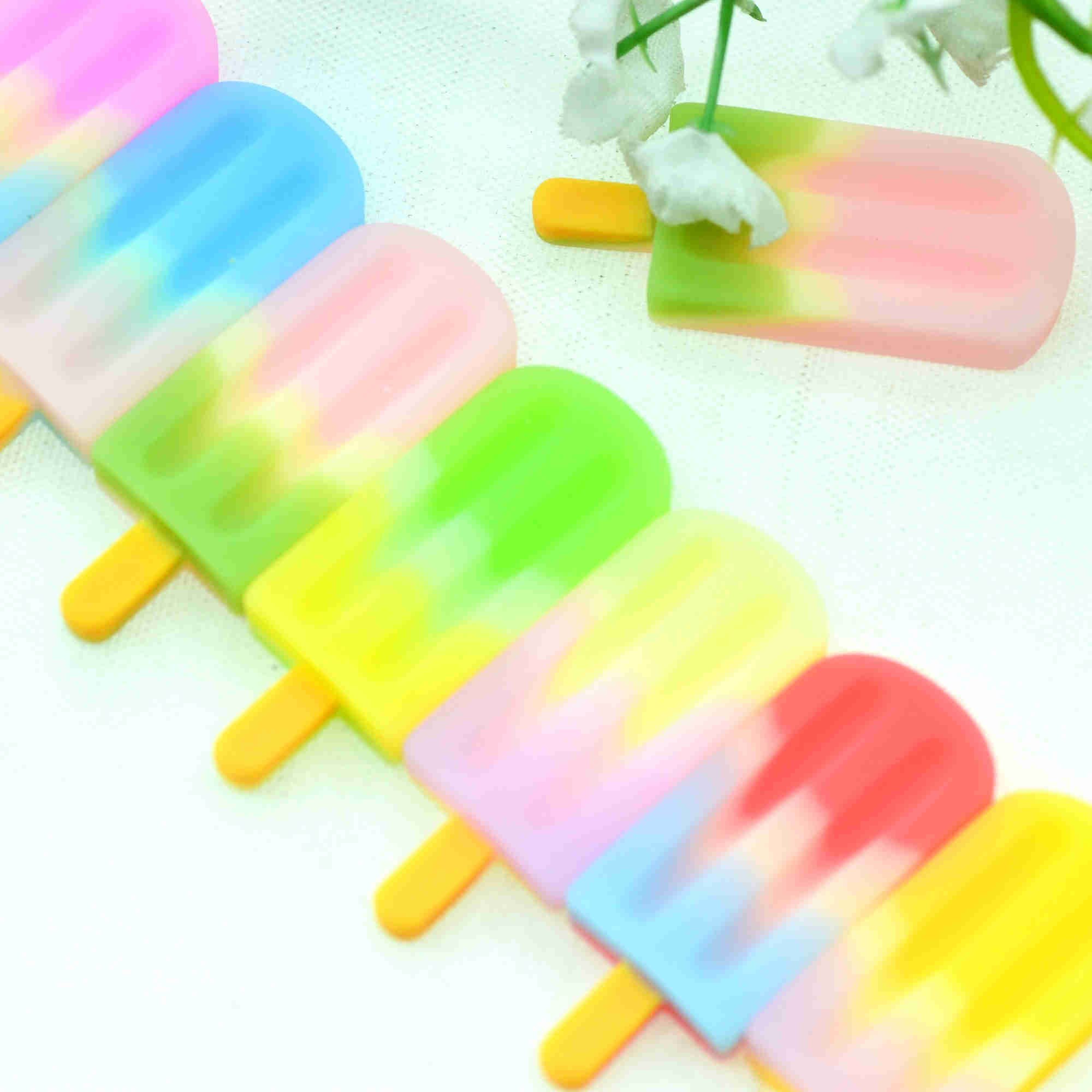 Gemengde Gradiënt Kleuren Resin Flat Terug Zomer Party Popsicle | Zomer Thema Crafting Miniaturen | Poppenhuis Pretend Play Miniaturen