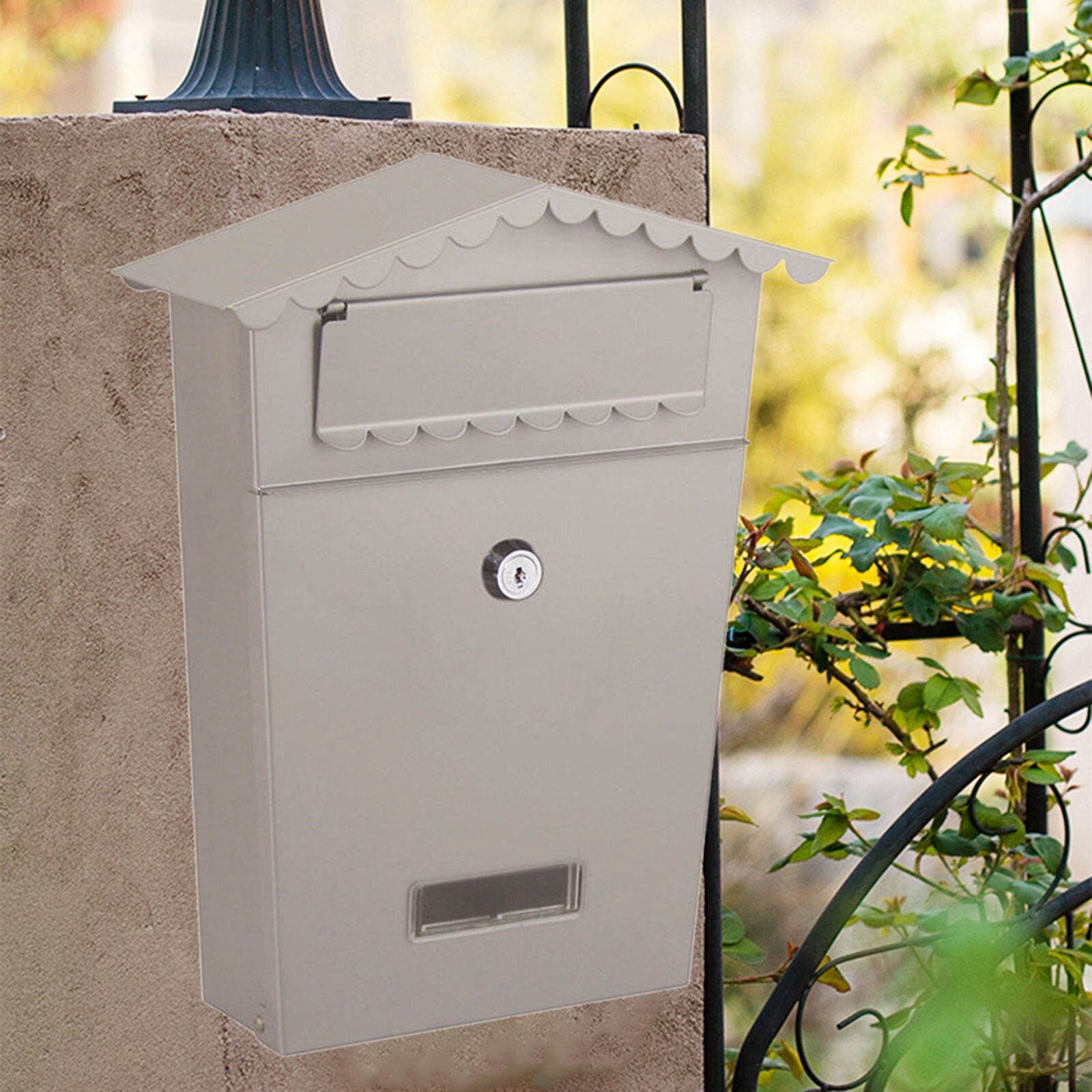 Wall Mount Mailbox Large Capacity Locking Mailboxes with Key Lock Metal Mail Box for Home Decorative: Silver