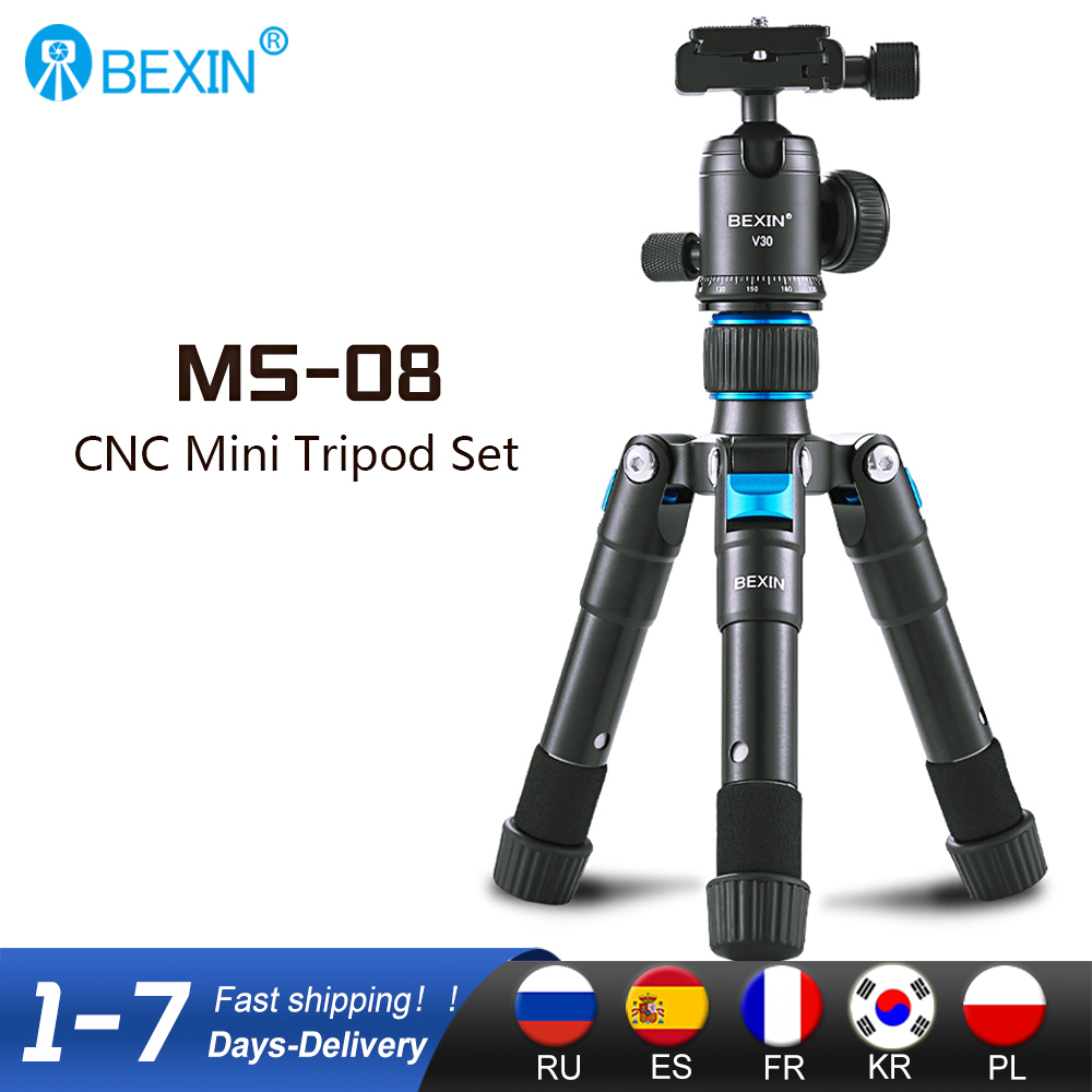 BEXIN MS02 MS08 Portable Tripode Light Travel Stand Tabletop Video Mini Tripod with 360 Degree Ball Head for DSLR Camera