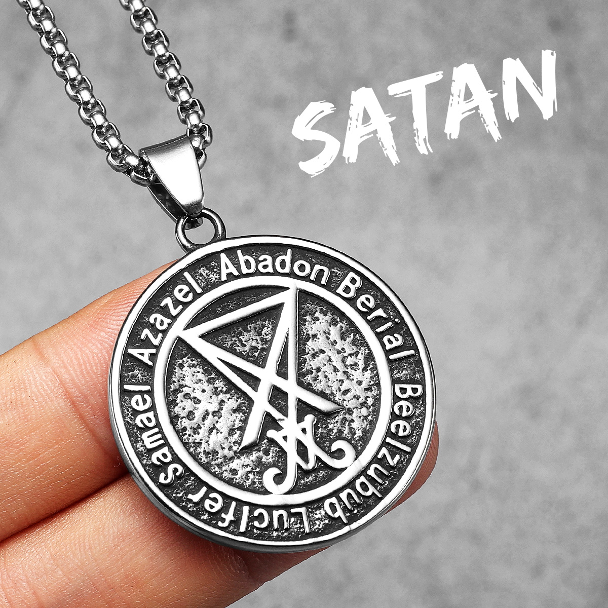 Hell démon Satan Lucifer acier inoxydable hommes colliers pendentif chaîne puissant amulette Vintage pour femmes bijoux: Couleur or