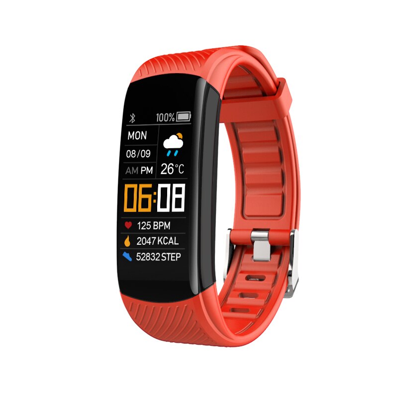 C5S Smart Bracelet Blood Pressure Bluetooth Heart Rate Fitness Information Tracker Watch Reminder Smart Band For Men Women: Orange