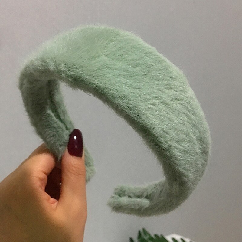 Diadema ancha de piel sintética para mujer: green