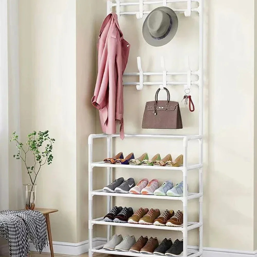 Colgador de ropa, Zapatero multicapa, puerta DIY, estante para sombreros y zapatos, organizador Simple de pie para sala de estar, estantes de almacenamiento