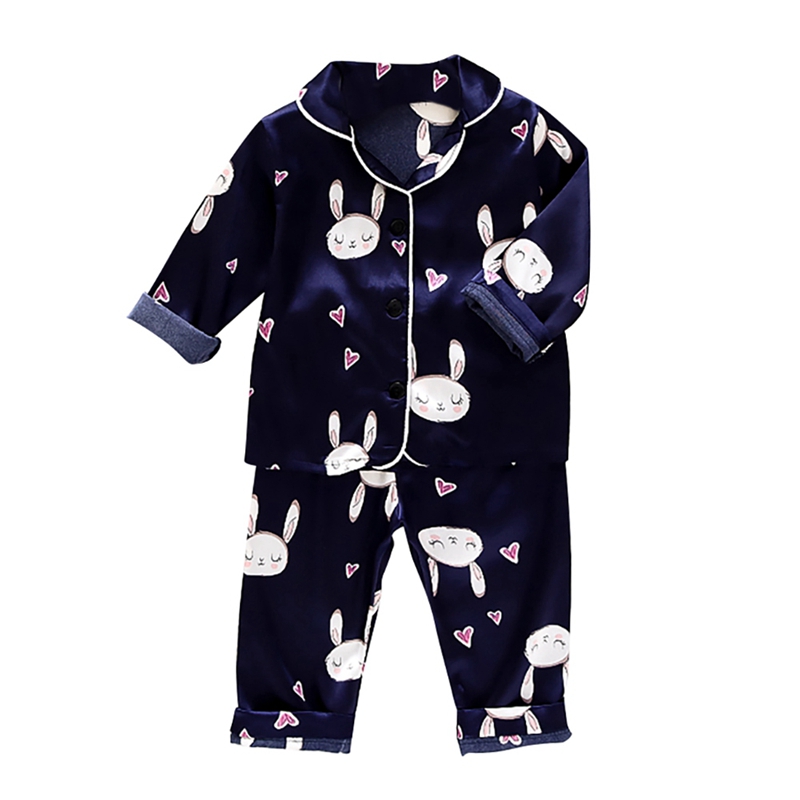 Conjunto de ropa con estampado de conejito para bebés, niños y niñas, blusa de manga larga y pijamas largos: Metro