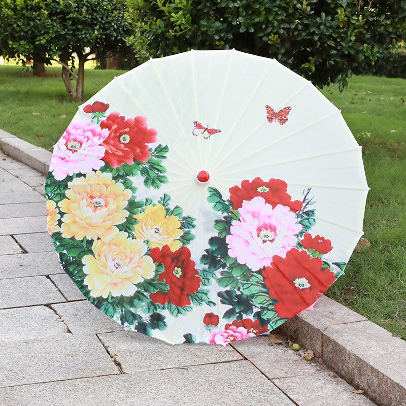 Paraguas de seda Retro para mujer, sombrilla de estilo chino de papel de aceite, de baile antiguo, paraguas decorativo artesanal, paraguas de mango de madera: color 8