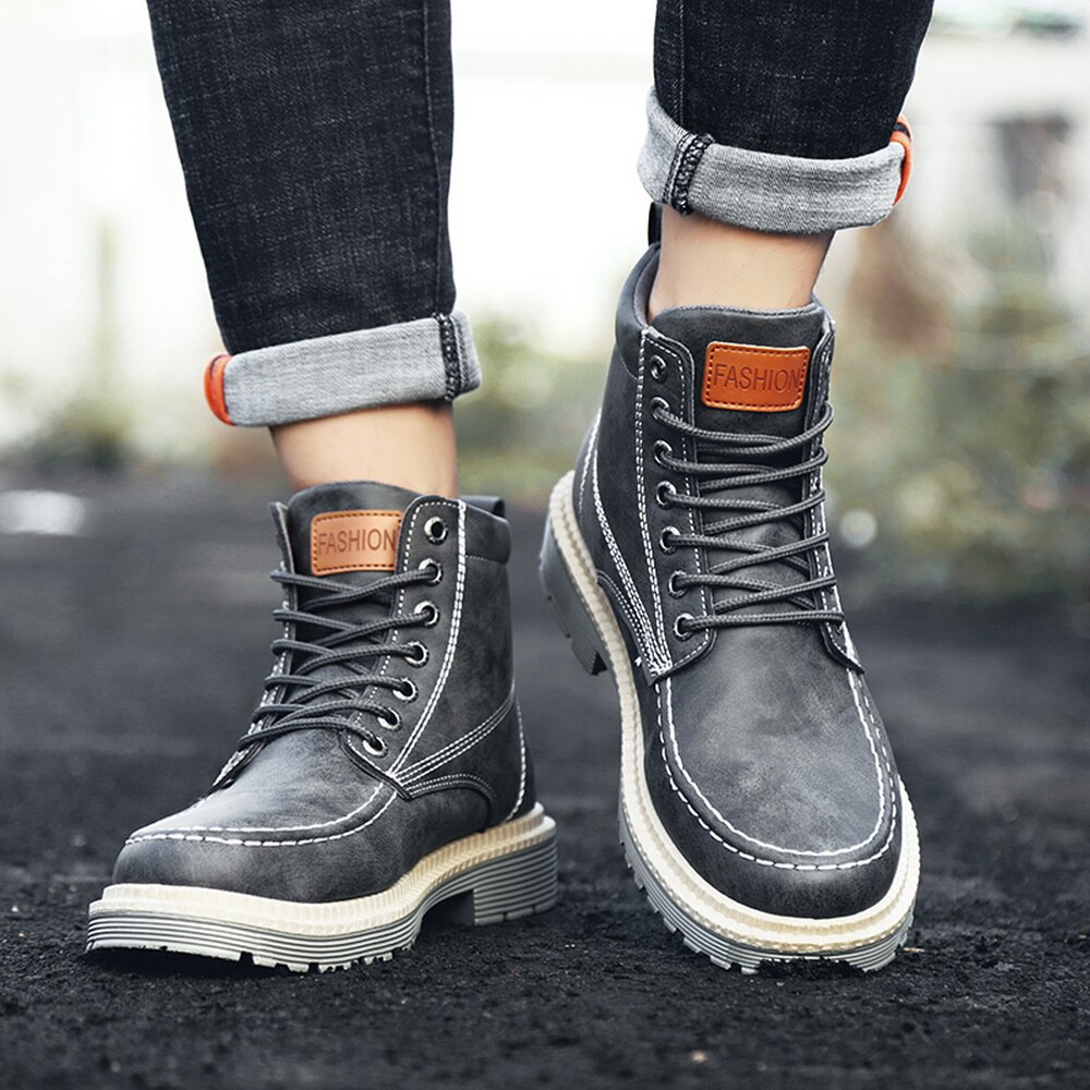 Platform Schoenen Voor Mannen Winter Schoenen Outdoor Enkellaarsjes Man Sneeuw Boot Met Korte Pluche Keep Warm Schoeisel Kant-Up Schoenen Jongen