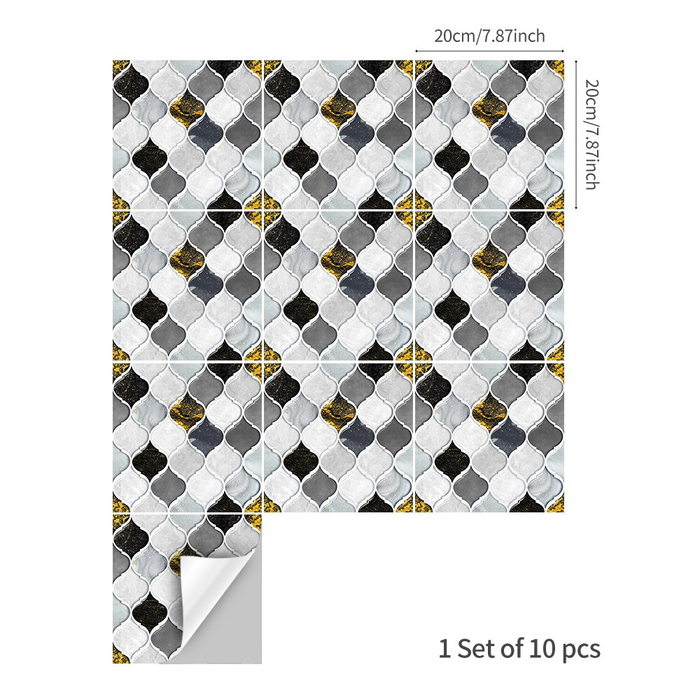 Funlife® BRILLIANT™ 15/20cm Black and Wine Mosaic Tile Sticker Waterproof PVC DIY Wall Sticker for Kitchen Bathroom Home Decor: 20x20cm / 50pcs