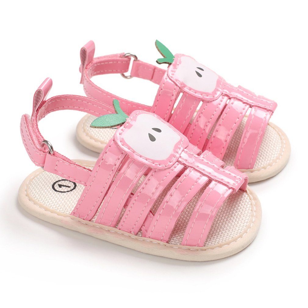 1 Pair Summer 0-1 Year Old Baby Toddler Shoes Fruit Cartoon Baby Shoes Ray Air Breathable Sandals Toddler Shoes: apple / 13cm