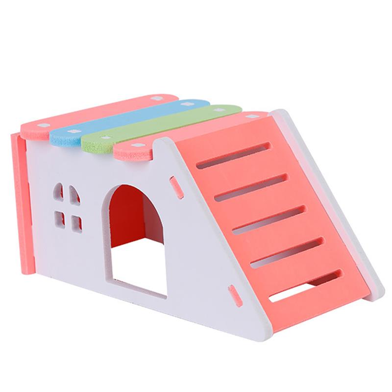 Hamster House DIY Hamster Hideout Hamster House Hideout Exercise Play Toys Cage for Hamster Guinea Pig Mouse Rat Small Animals: Pink