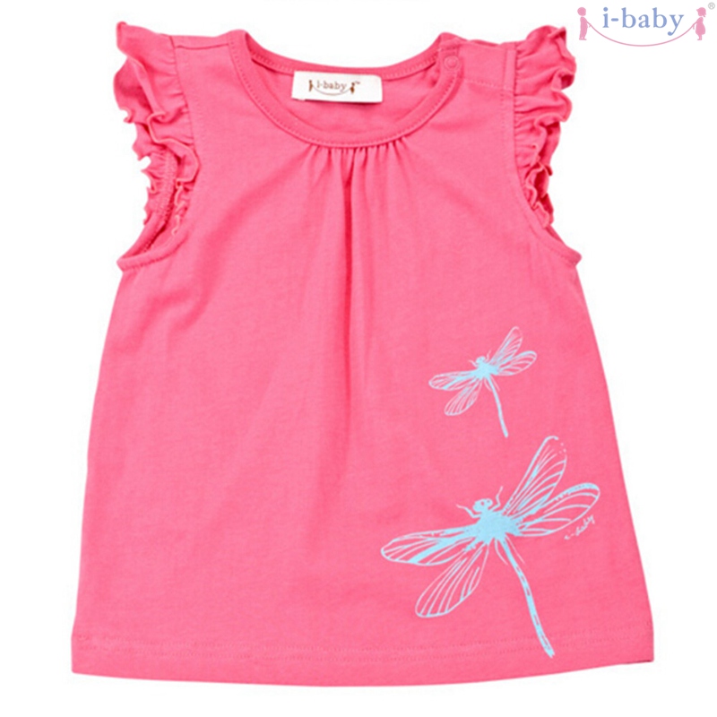 I-baby Kleding Pasgeboren Baby T-shirt Jongen Meisje 100% Katoen Tees Mouwloze Kids Cartoon T-Shirts Kleding Rose
