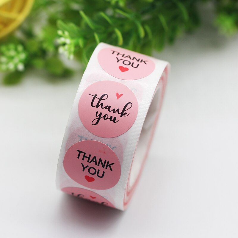 500pcs Round/Heart Pink Thank You Labels Stickers ... – Vicedeal
