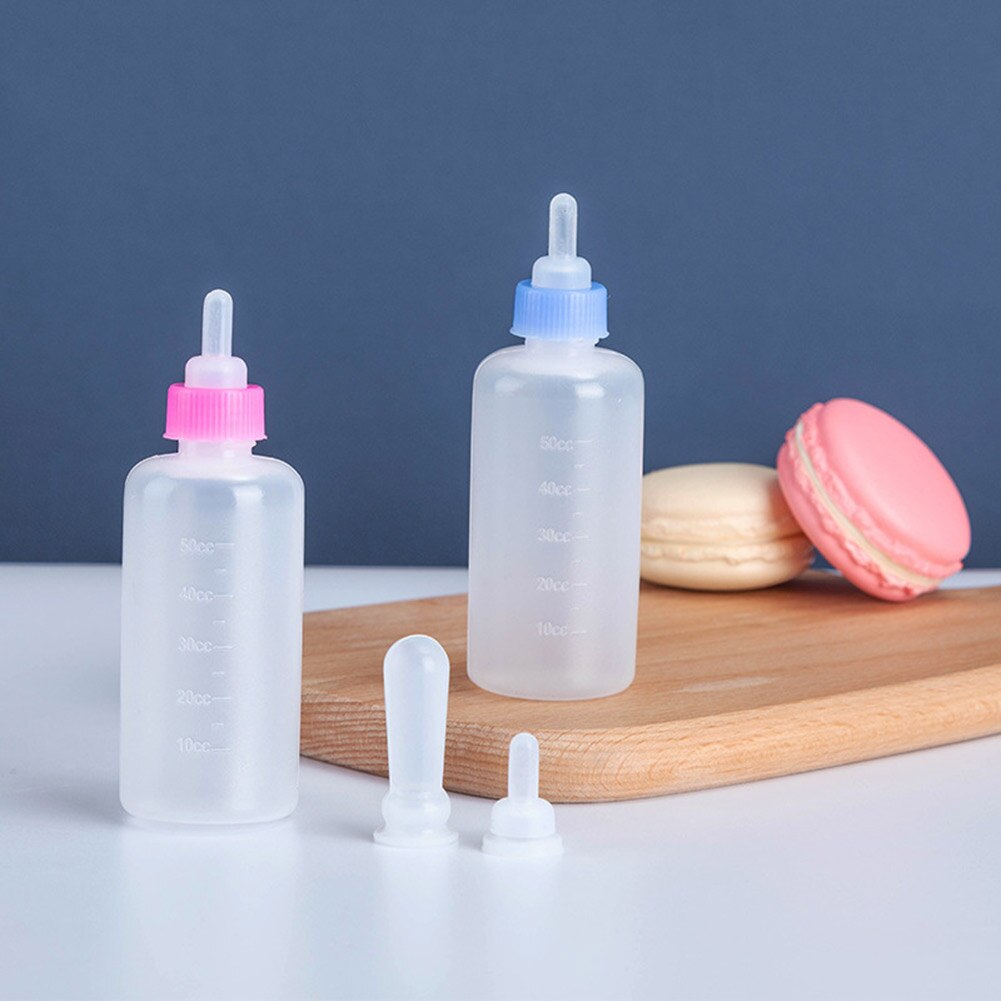 Juego de biberones de silicona para perros y gatos, alimentador de leche y agua con cepillo de limpieza, chupetes