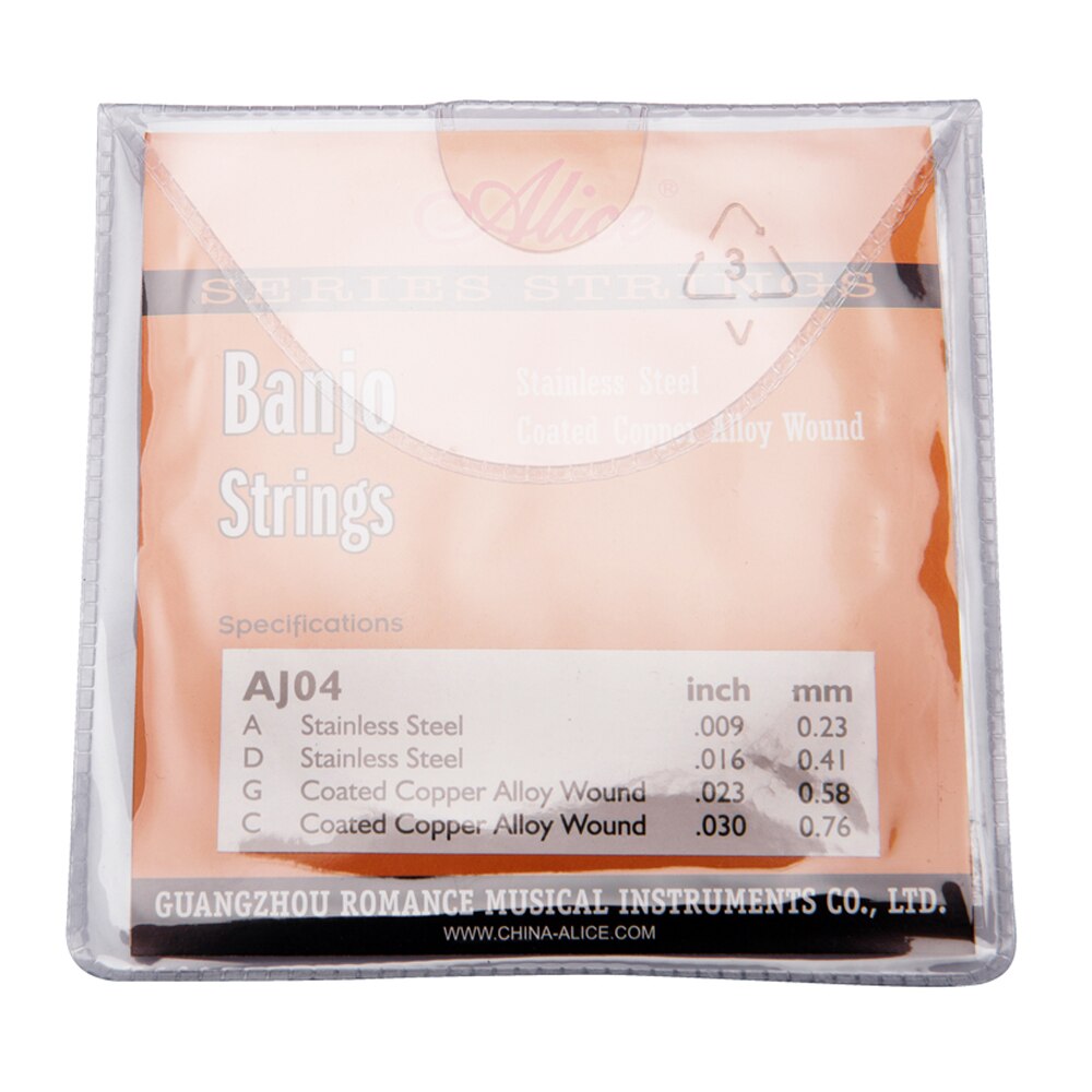 Alice Banjo Strings AJ04 AJ05 for 4 String or 5 String Banjo Plated Steel Coated Copper Alloy Wound for Banjo Parts Accessories