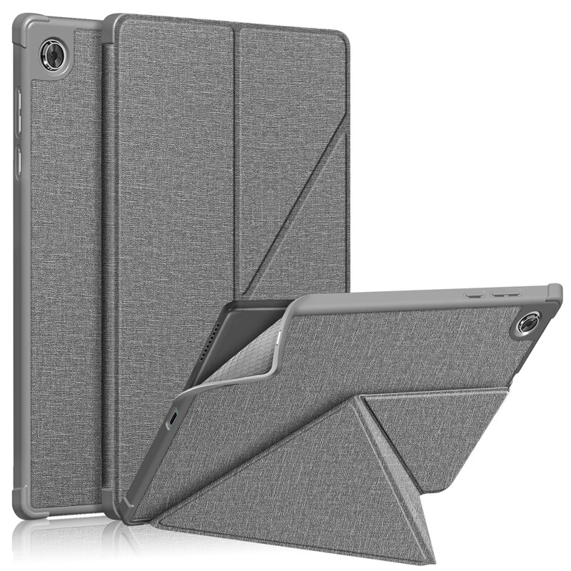 Case Voor Lenovo Smart Tab M10 Hd 2nd Gen TB-X306F TB-X306X Origami Staande Shell Case Met Multi Angle Magnetische Tpu back Cover: Gray