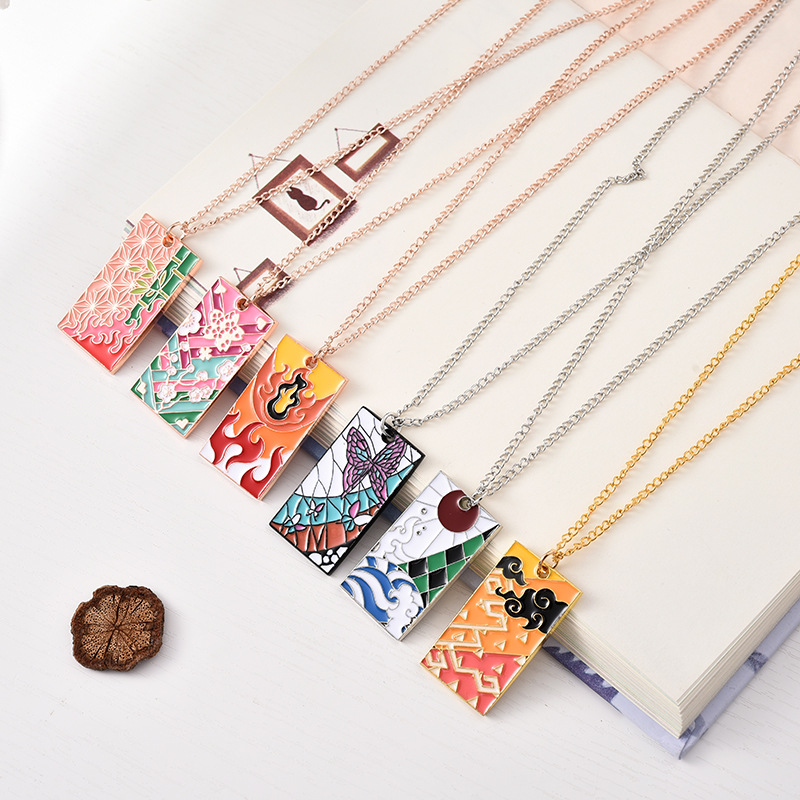 Collier Anime Demon Slayer Kamado Tanjirou Nezuko Agatsuma Zenitsu, pendentif en métal, accessoires de Cosplay, bijoux pour hommes et femmes