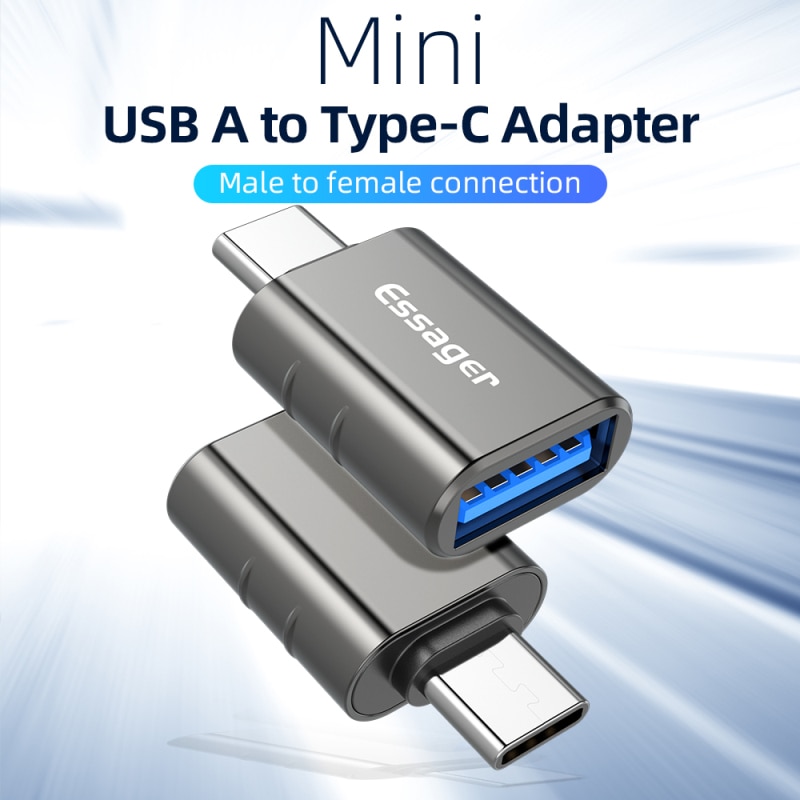 Essager Usb Type C Otg Adapter Usb 3.0 Naar Usb C Male Converter Voor Samsung S20 Xiaomi Mi 9 10 USB-C Vrouwelijke Connector TSLM1