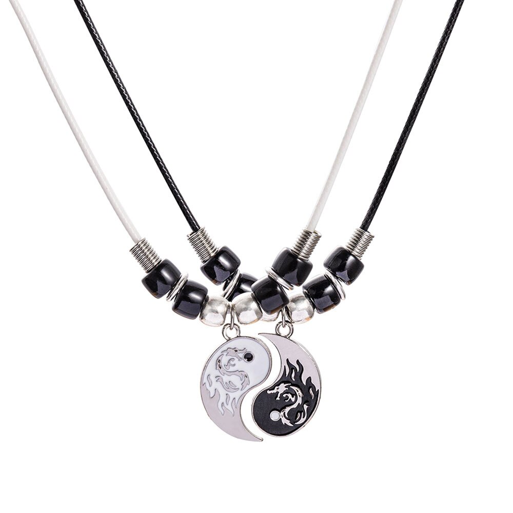 2 stücke Tai Chi Gepaart Anhänger Paar Halsketten Armbinde einstellen für Frauen Männer Beste Freunde Yin Yang Halskette Schmuck: Halskette 1