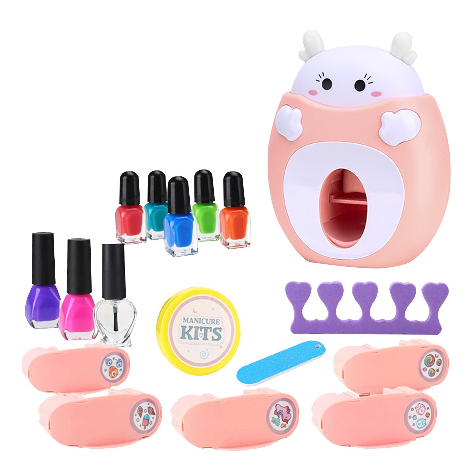 17 Pcs Kids Nail Art Kit Leuke Prinses Pretend Play Speelgoed Set Nail Stamper Set Perfect Voor meisjes Onderwijs Speelgoed: Pink