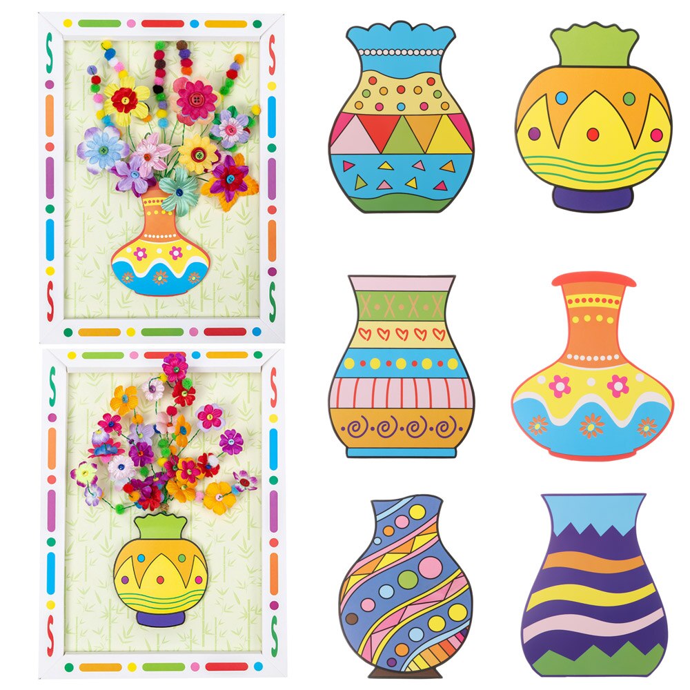 Button Bouquet Handmade DIY Production Material Package Mother's Day Greeting Cards Child Crafts Kindergarten Educational Card