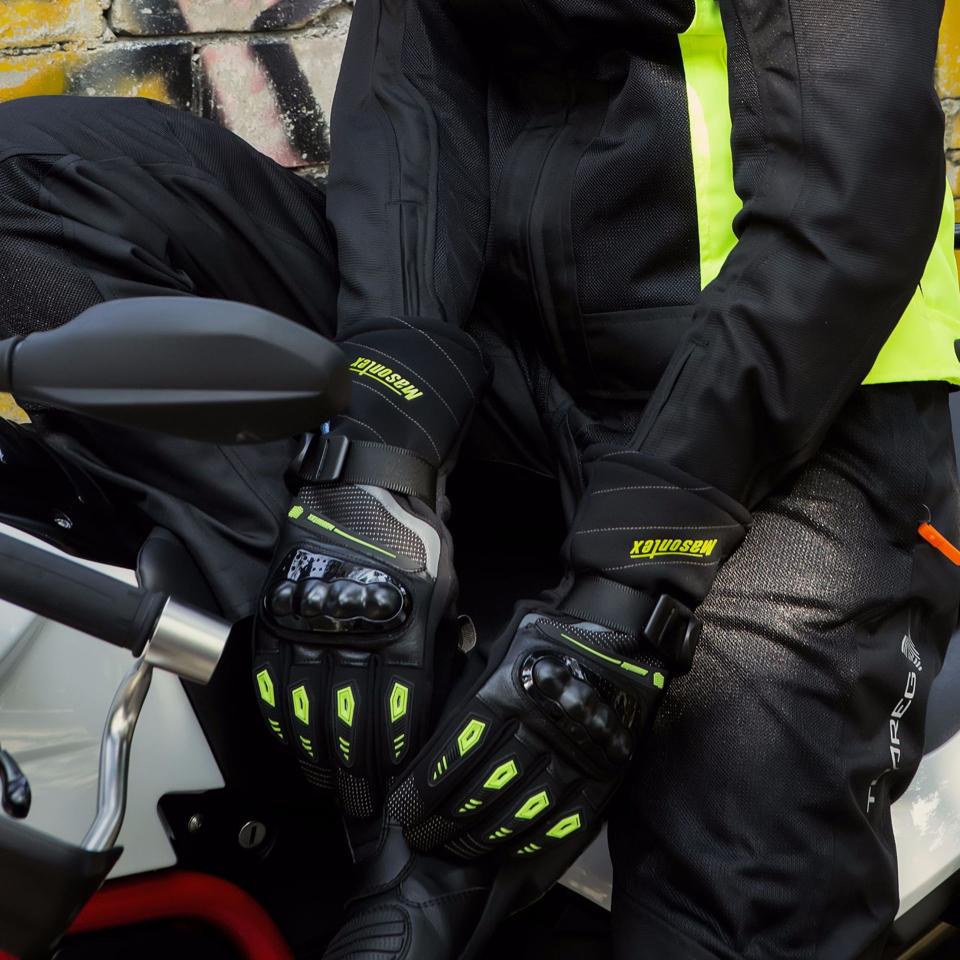 Masontex vinterhandsker motorcykel mænd vandtætte touch screen moto handsker motocross off-road handsker motorcykel helfinger handsker