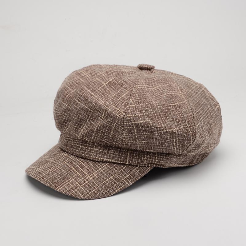 Newsboy cap ottekantet hat baret kvinder efterår vinter hatte til kvinder vintage gorro casquette baret kvinde: Brun