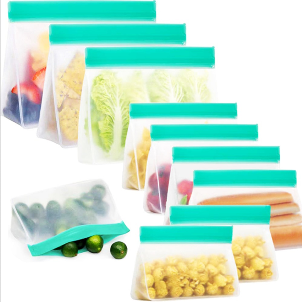 Silicone fresh food storage bag container reusable three-dimensional freezing bag leak-proof top ziplock bag kitchen storage bag