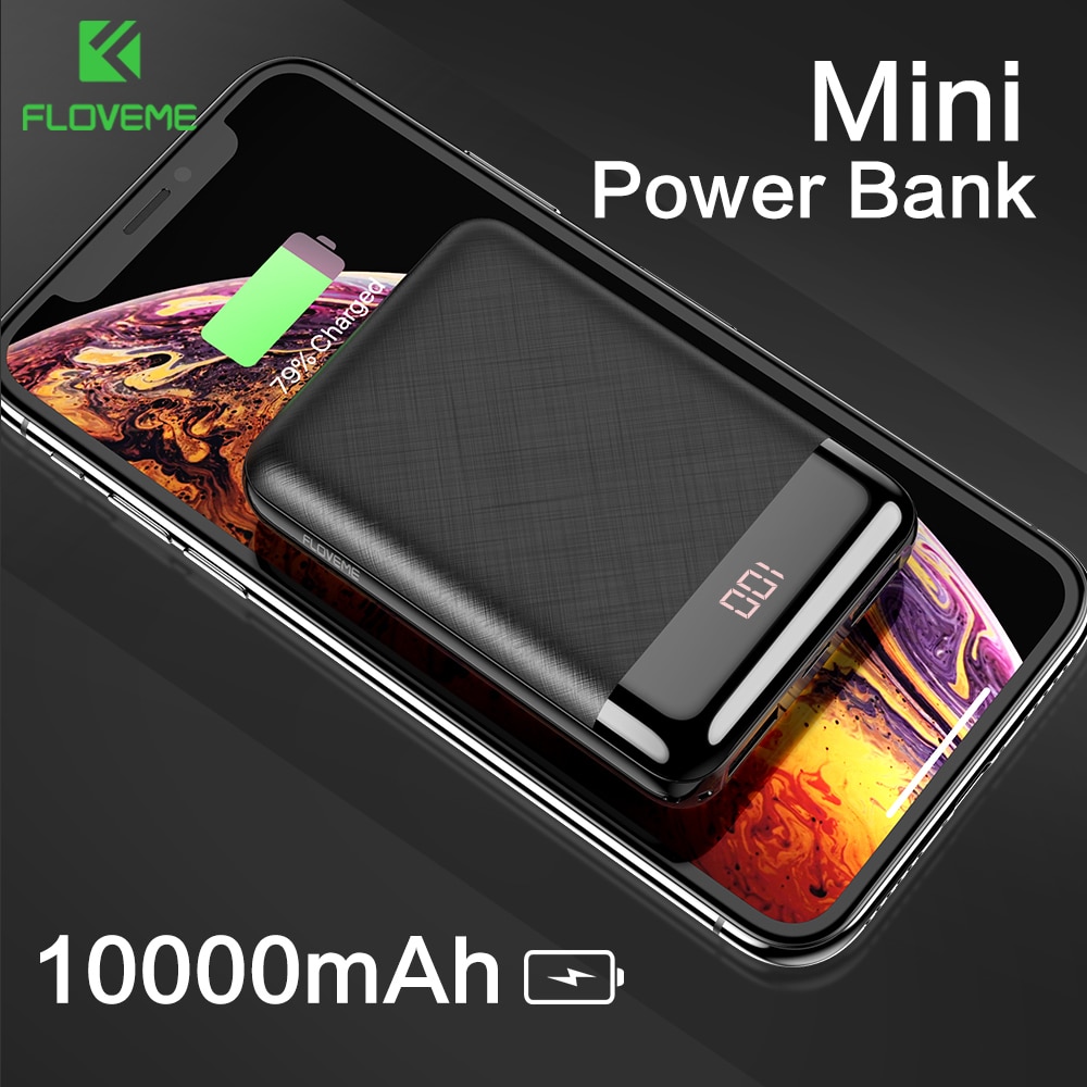 Floveme Mini Power Bank 10000 Mah Voor Xiaomi Mi Powerbank Pover Bank Charger Dual Usb-poorten Externe Batterij Poverbank Draagbare