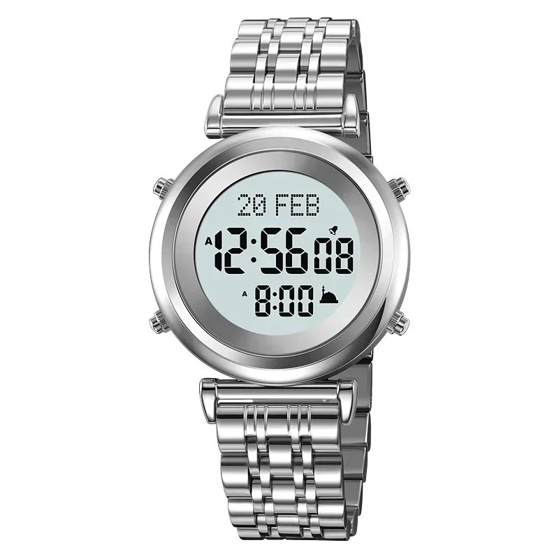 Skmei 2139 Staal Moslim Azan Digitaal Horloge Heren Achterlicht Waterdicht Polshorloge Gebed Qibla Kompas Wekker Horloge 1861: Roze