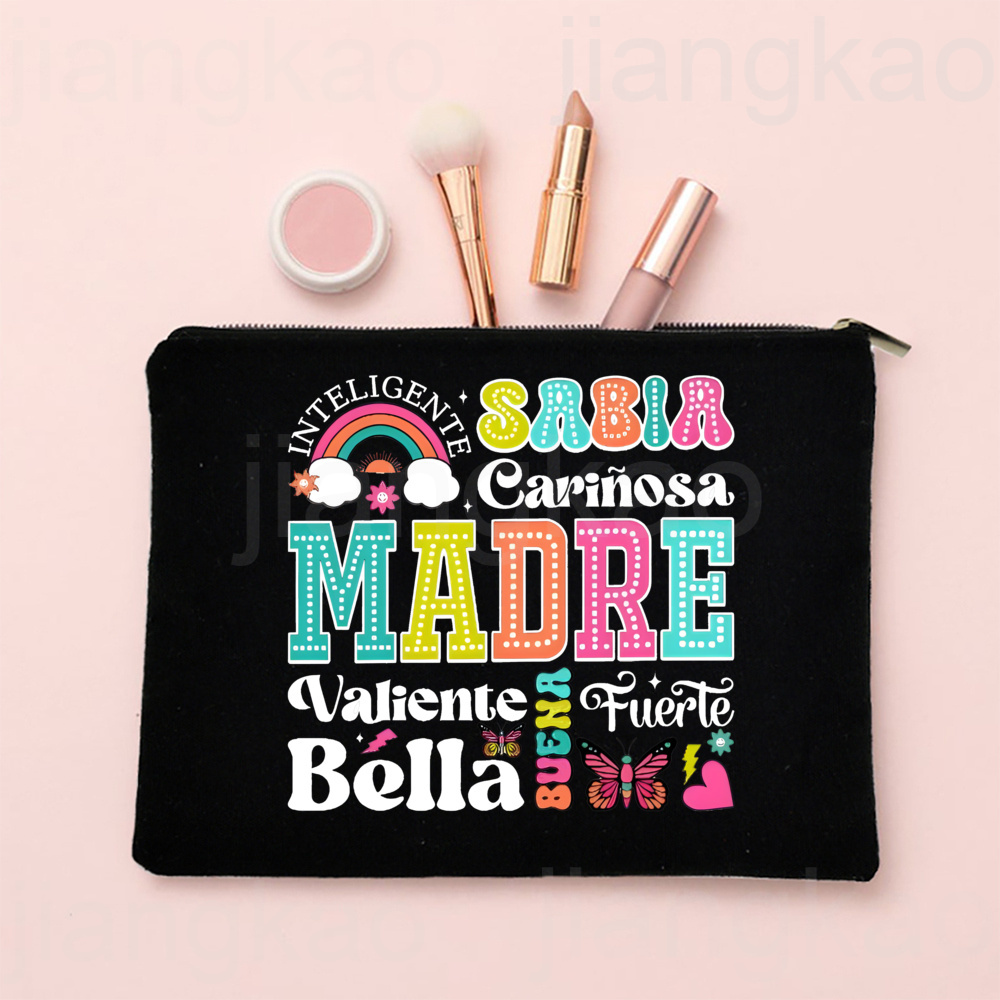 Spaans bedrukte make-uptas Reizen Neceser Toiletartikelen Opbergtas Vrouwelijke canvas cosmetische tassen Verjaardag Moederdag Cadeau voor moeder: Blauw