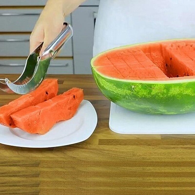 Stainless Steel Watermelon Melon Slicer Fruit Cutter Fruit Gadget Fruit Divider Cutting Kitchen Vegetable Watermelon Tools