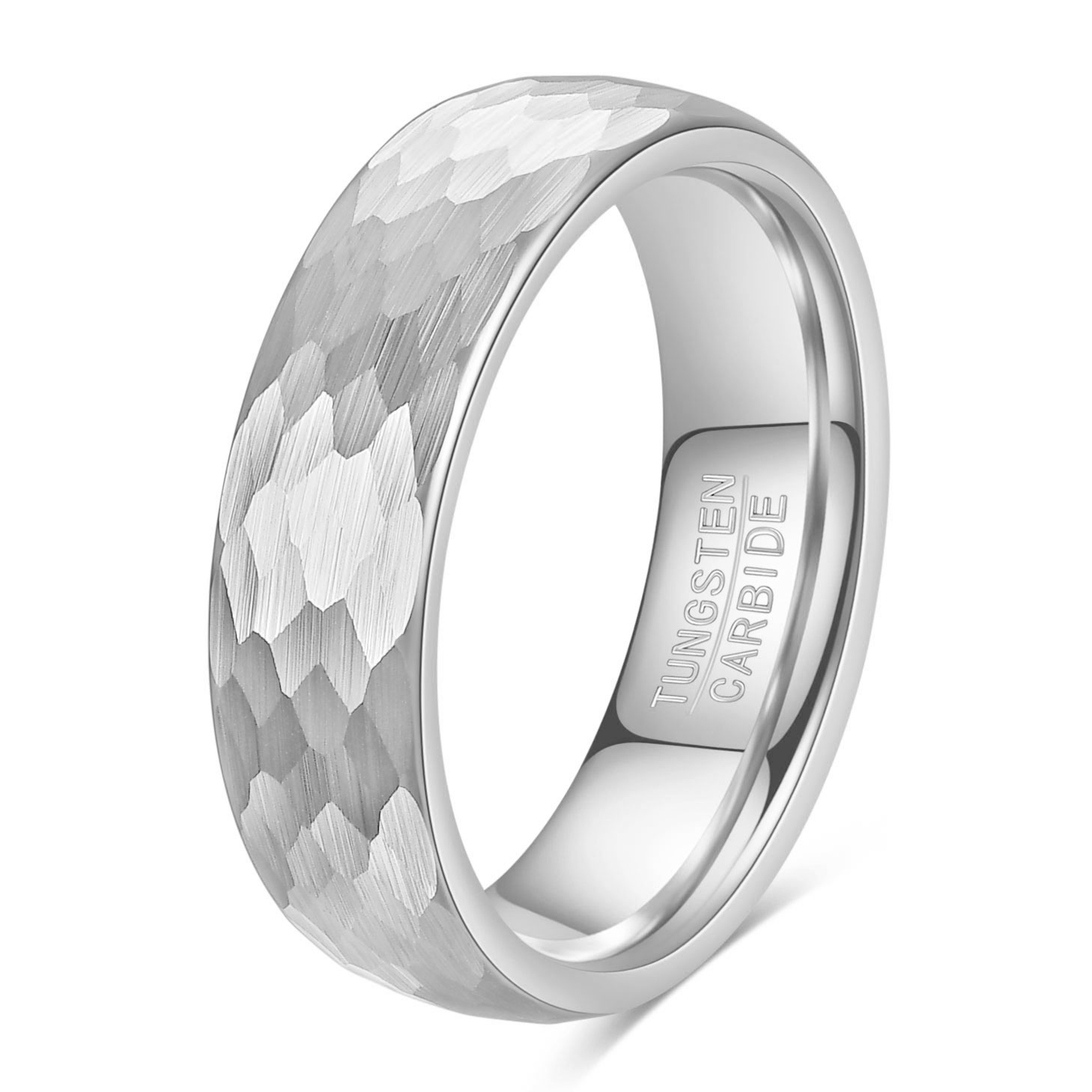 Anillos de carburo de tungsteno martillados en oro/negro/plata de 6 mm para hombres y mujeres