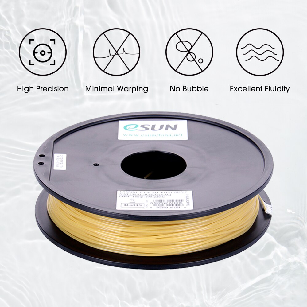 Esun vannløselig pva filament 3d skriver pva filament 1.75mm 0.5kg 1.1 lbs 3d utskrift filament støttemateriale til 3d skrivere