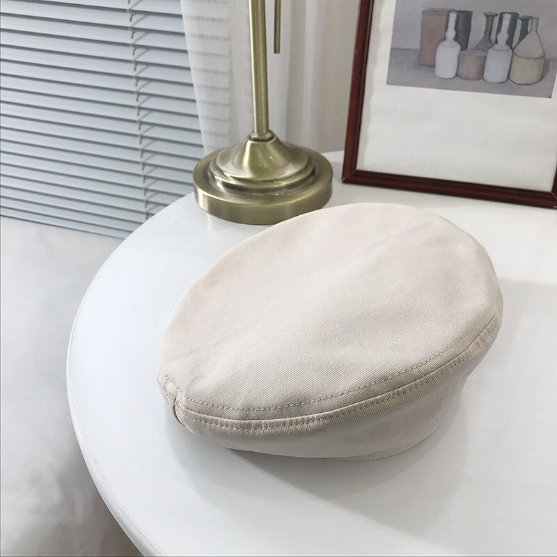 beret kobiety lato cienki oddychający jednolity kolor wszechstronny ośmiokątny kapelusz koreańnarty japońnarty brytyjski retro artysta kapelusz czapka kapitana: Beige