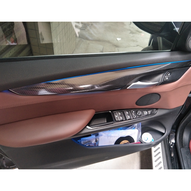 22PCS Car Interior Decorative Sticker 5D Glossy Carbon Fiber Trim Stylish Well Protective for-BMW X5 E70 2007
