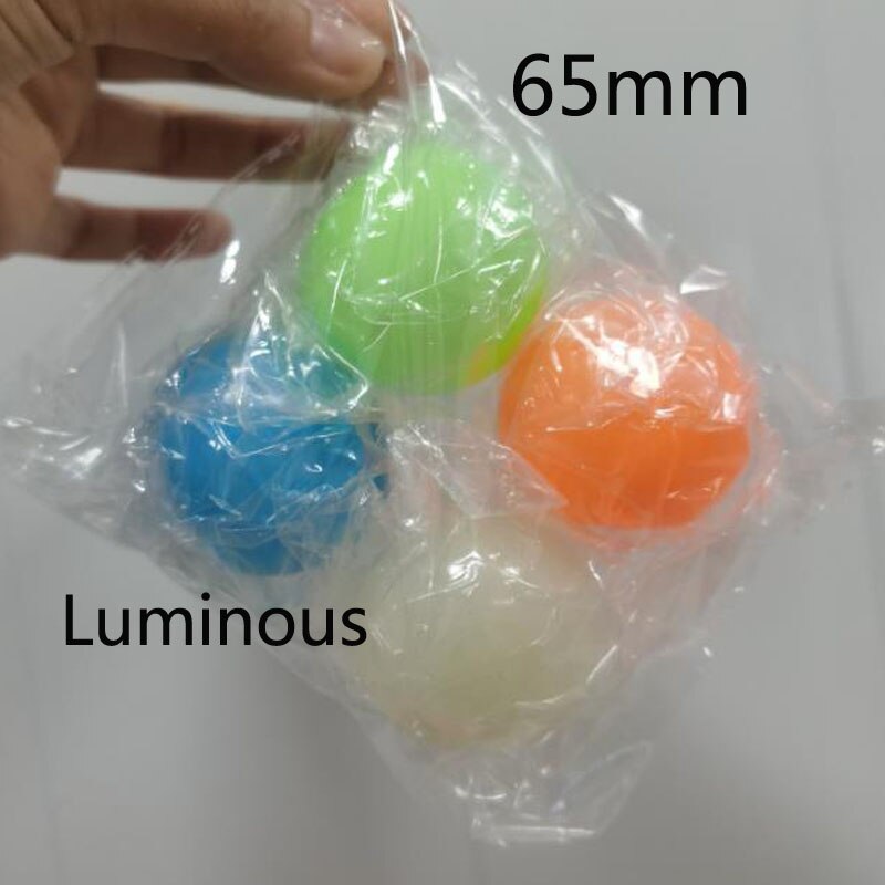 Sticky Wall Ball Set 4 PCS Fun Relieving Pressure Squeeze Stretch Balls Toy for Children Teenagers Adults: 65mm Luminous