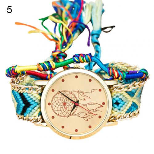 Montres femmes style ethnique bracelet tissé multicolore montre décoration: 5