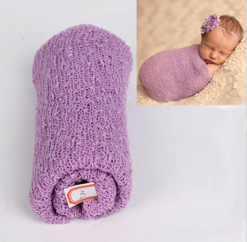 Strikket uld hæklet baby tæppe nyfødt fotografering rekvisitter tykt strik tæppe kurv fyldstof