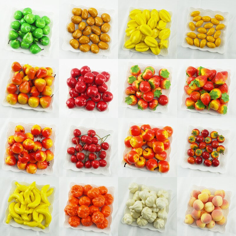 20pcs Simulation Small Fruits Mini Fruits and Vegetables Models DIY Handmade Props Kindergarten Teaching Aids Home Decoration
