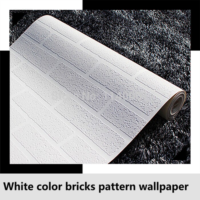 PVC Behang roll wit kleur 3D bakstenen behang voor slaapkamer woonkamer behang waterdichte wandbekleding